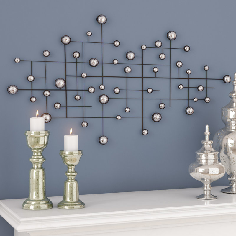 Mercer41 Silver Metal Abstract Wall Decor with Crystal Embellishments